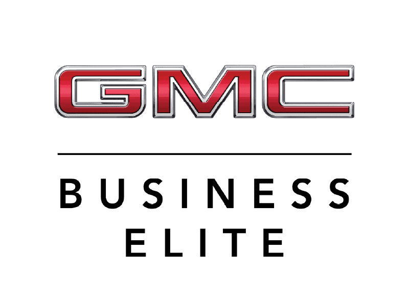 GMC Business Elite logo with red lettering on a dark background.