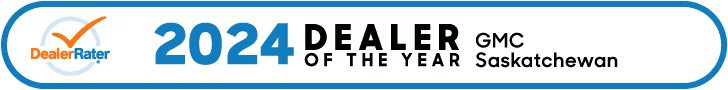 Award badge for "2024 Dealer of the Year" GMC Saskatchewan by DealerRater.