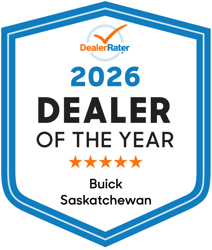 Award badge for DealerRater 2026 Dealer of the Year: Buick Saskatchewan.